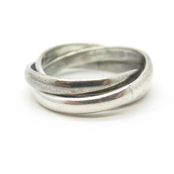 925 Sterling Silver Vintage Mexico Trinity Interlocked Ring Size 4.75 - Picture 4 of 9